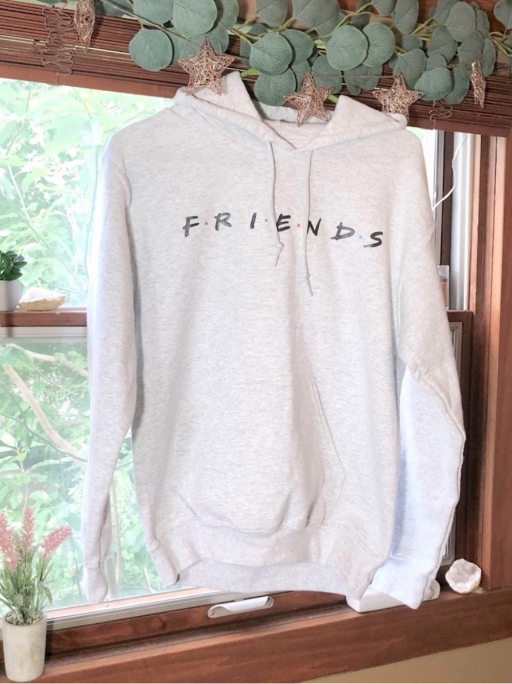 Friends The TV Series Light Grey Hoodie Sweatshirt Womens Size Small Cozy Winter